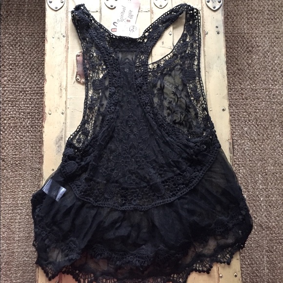 ASOS SPIRITUAL HIPPIE STRETCH BOHO OVERSIZED TOP SHEER LACE TANK TOP M 8 10 - Picture 16 of 17